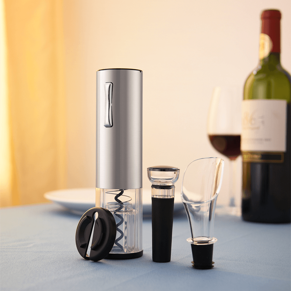 Vino Opener Automatic Corkscrew Electric Bottle Openers Set with Vino Stopper Gift Box USB Charging Cable Kitchen Accessories