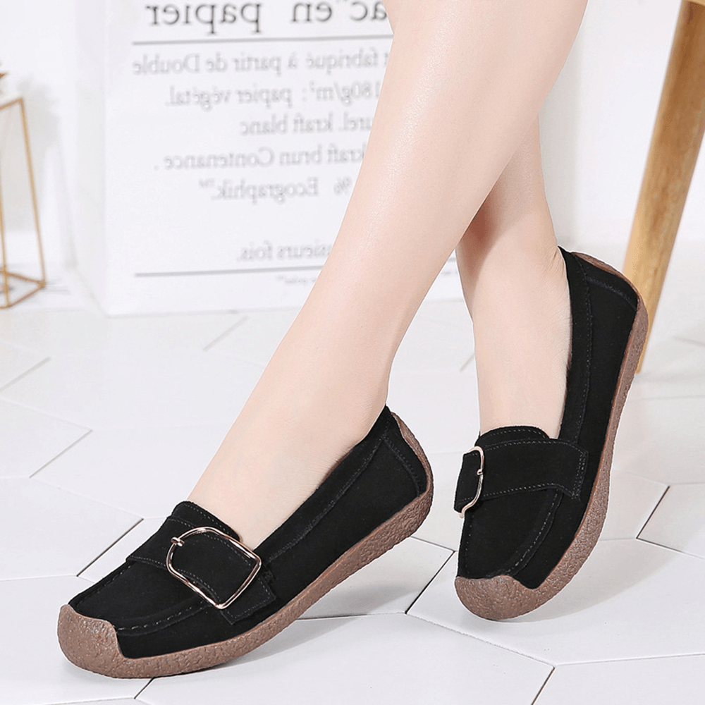 Women Soft Sole Buckle Breathable Casual Slip on Flats