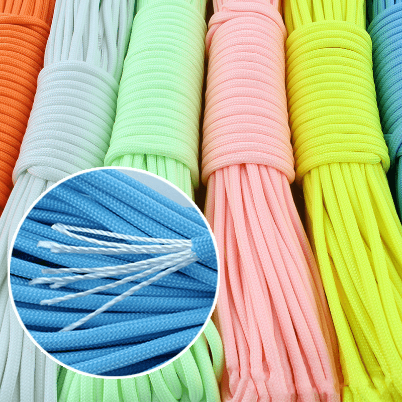 Nylon 20M Fluorescent Climbing Camping Tent Rope 9 Strands Luminous High-Strength Paracord