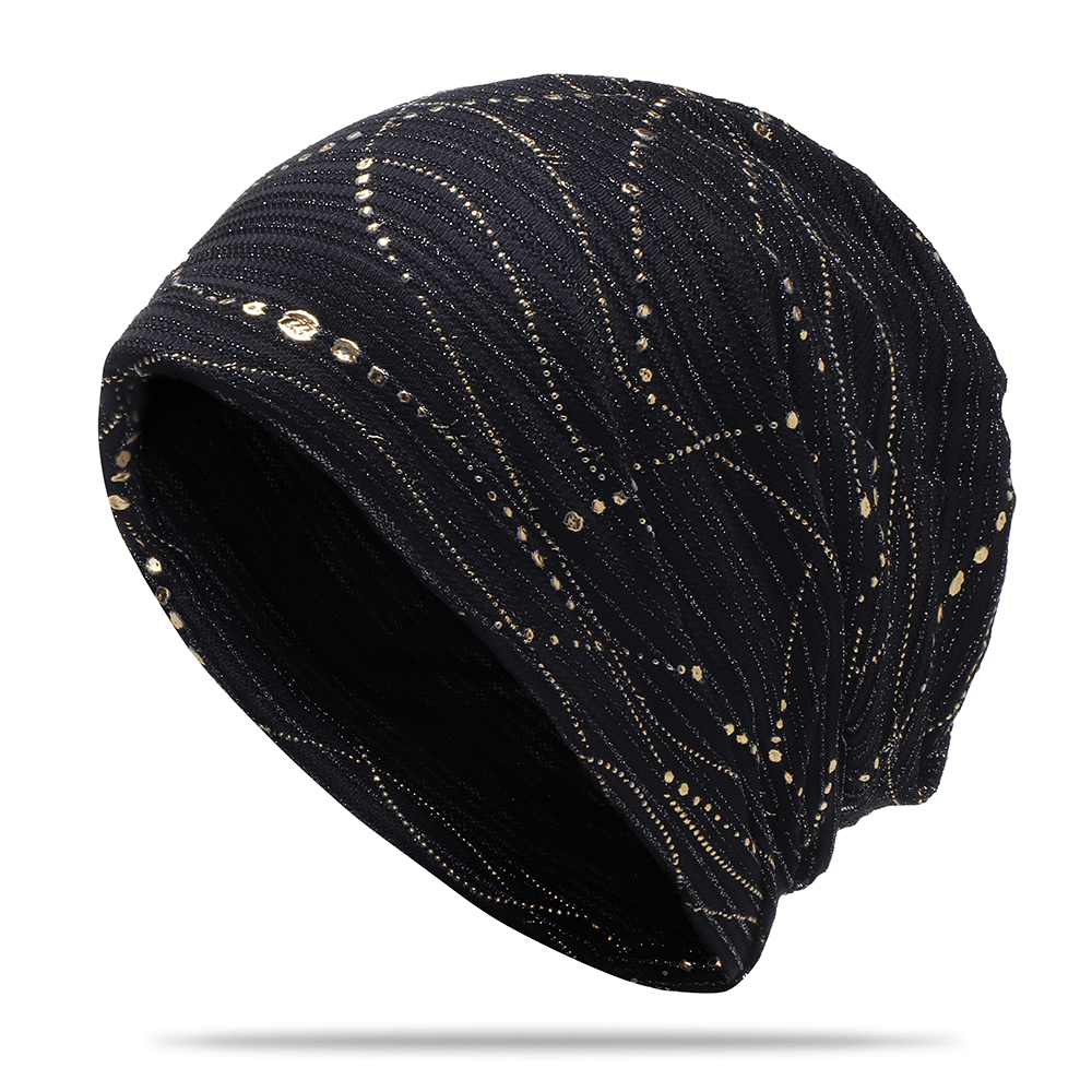 Women Ethnic Cotton Breathable Beanie Cap Fashion Print Brimless Cap - MRSLM