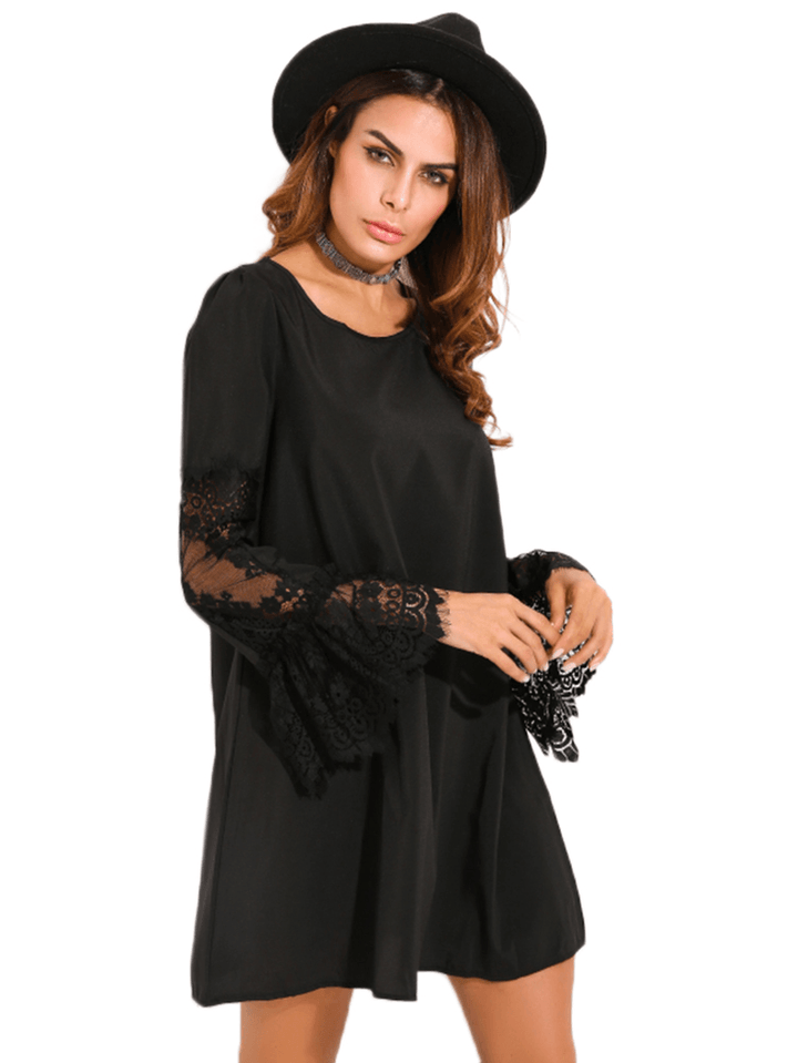 Women Crochet Lace Hollow Out Dress