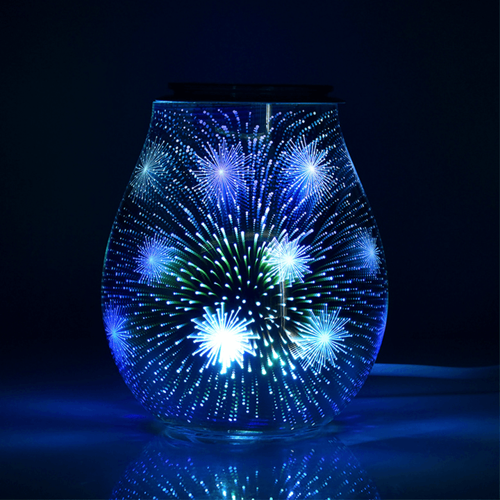 3D Glass Electric Aromatherapy Lamp Firework Pattern Colorful Lights Home Aromatherapy Machine