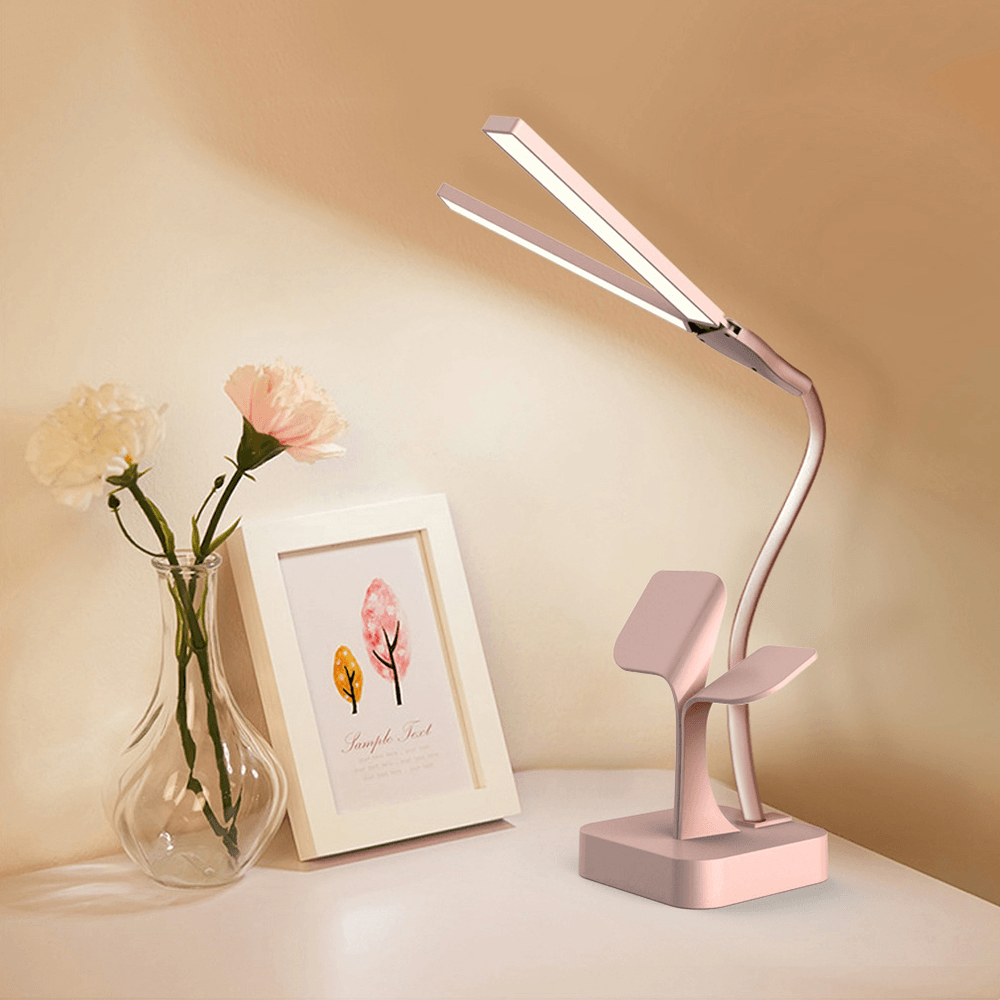 2500Mah Dual Heads LED Desk Lamp Shadowless Reading Light Eye Protect Touch Control Rotatable Rechargeable Table Lamp