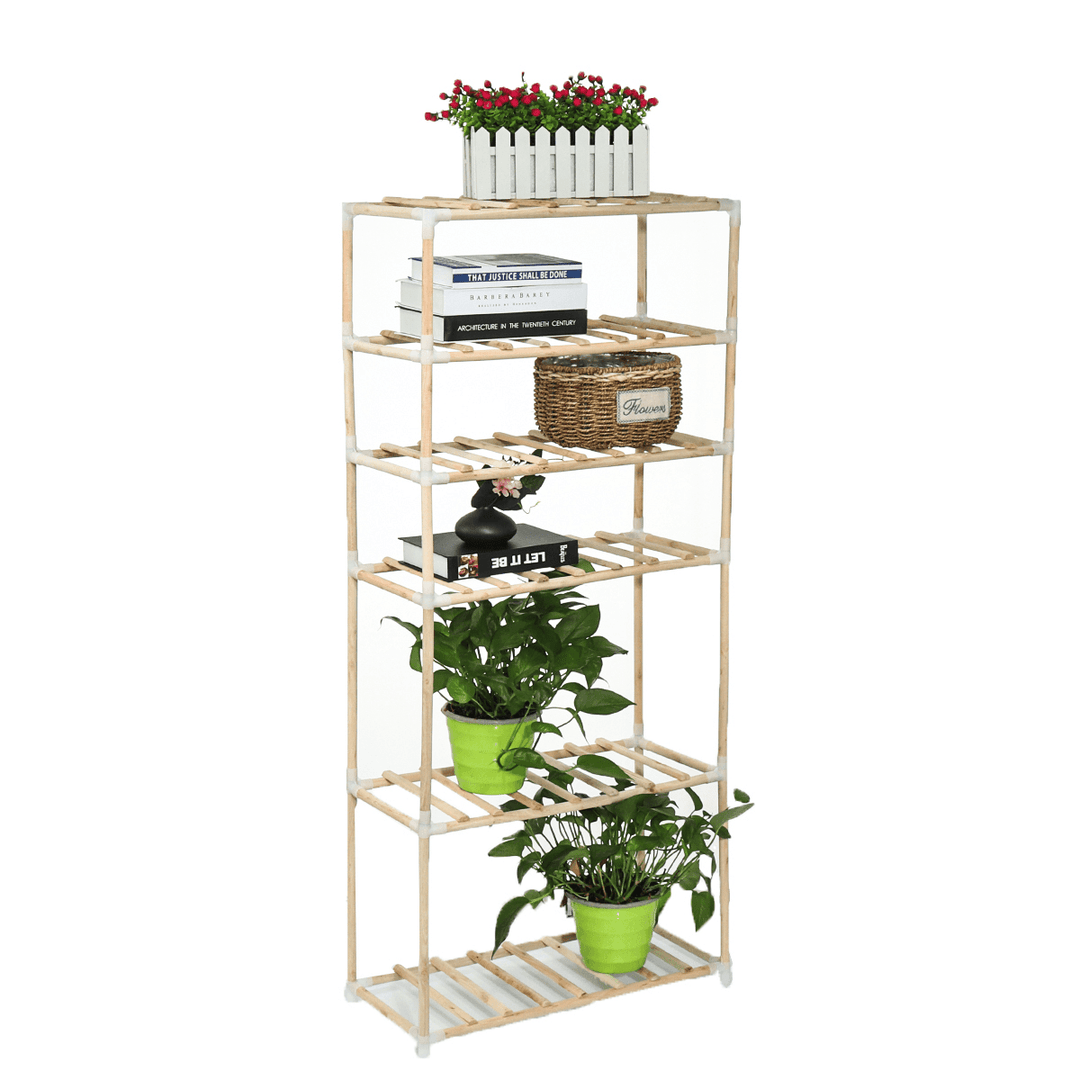 6 Tier Display Flower Stand Shelf Garden Wooden Book Storage Rack Indoor Outdoor