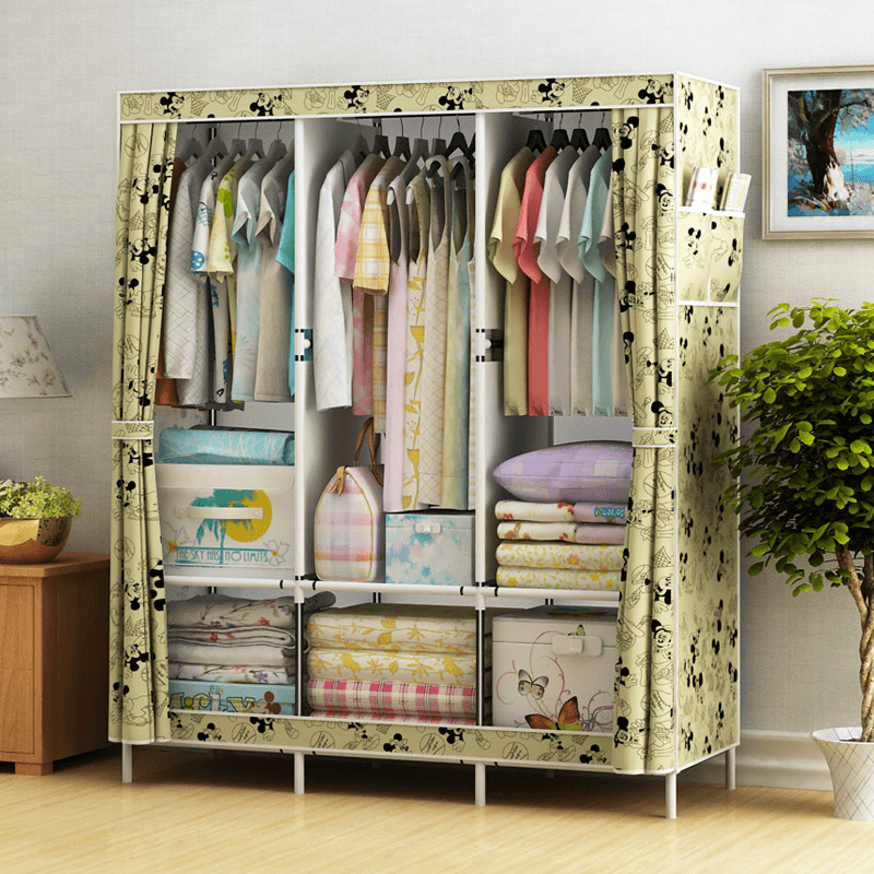 Simple Cloth Wardrobe Fabric Steel Tube Assembly Wardrobe Modern Economic Clothes Storage Bag Wardrobe Dormitory Storage Cabinet