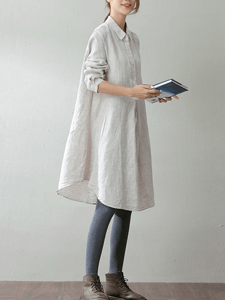 Women Lapel Shirt Dress