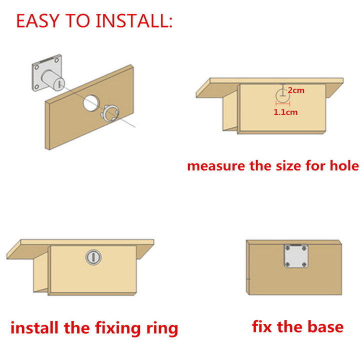 Desk Drawer Dead Bolt Lock for Drawers Box Cabinet Cupboards Panel with Two Keys