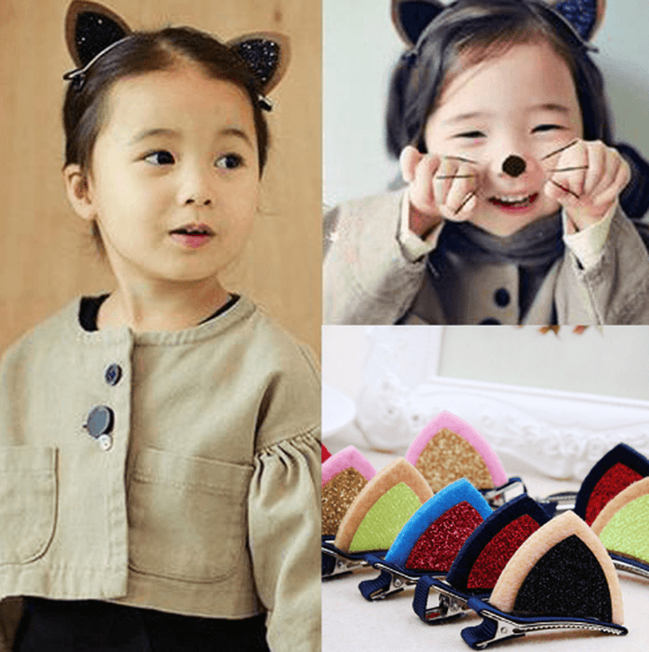 2Pcs / Lot Girls Barrettes Cute Cat Ears Hair Clip Kids Safety Headband Hairpin for Kids Hair Accessories