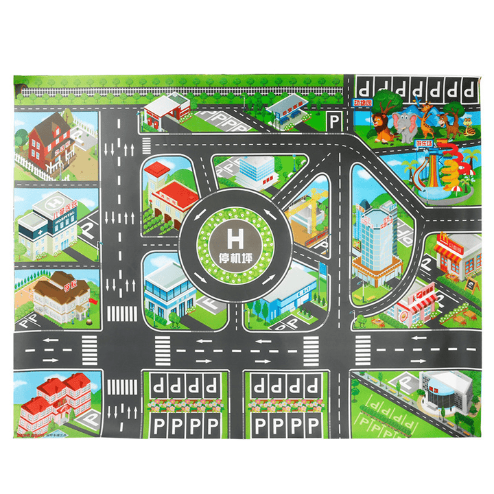 Nordic Style Parking Lot View Traffic Map Children'S Toy Car Portable Play Mat