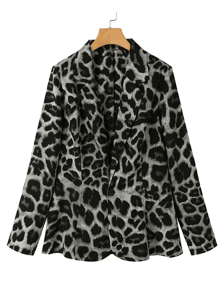 Leopard Print Blazer Loose Suit for Women with Shoulder Pad