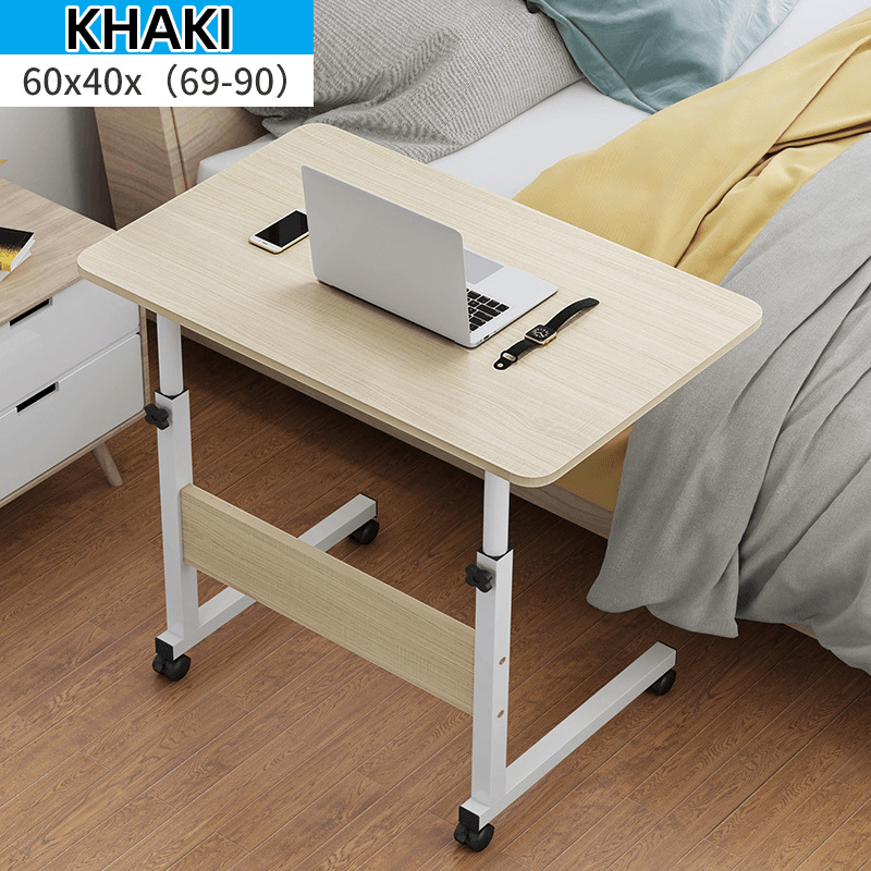 Computer Laptop Desk Adjustable Height Moveable Bed Side Writing Study Table Bookshelf with Storage Racks Home Office Furniture - MRSLM