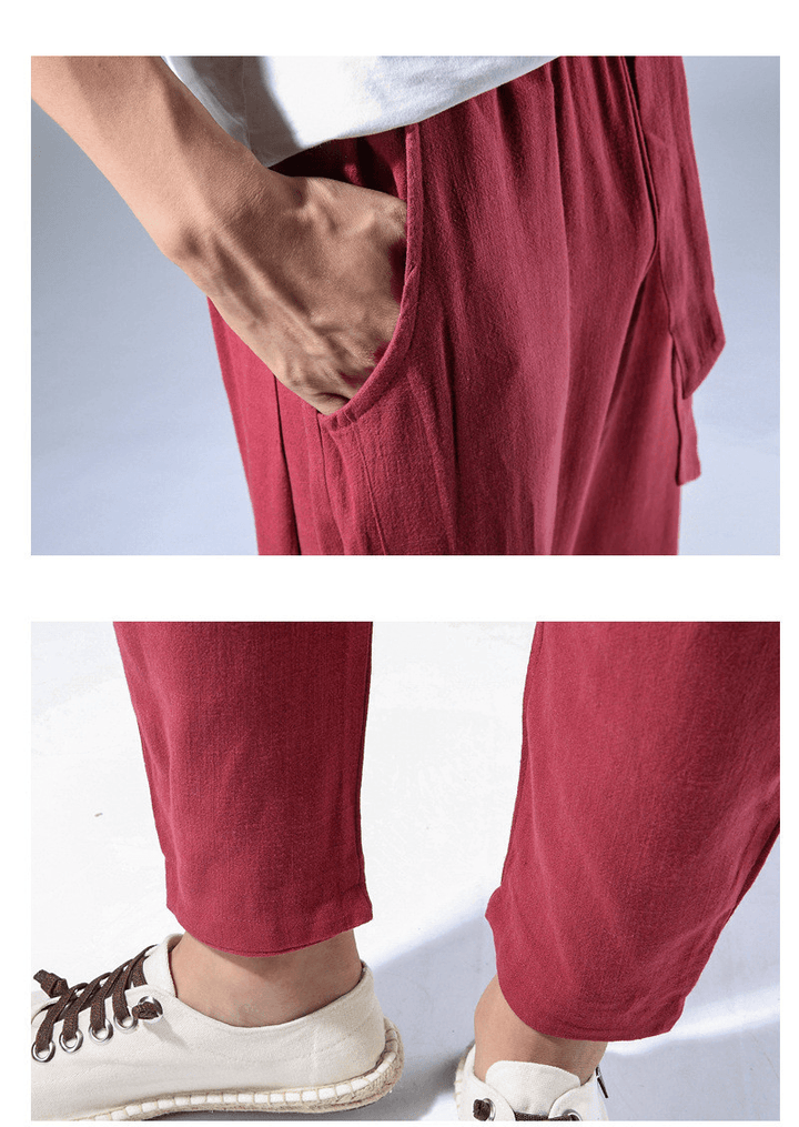 Linen Pants Chinese Style Casual Loose Large Size Harem Pants