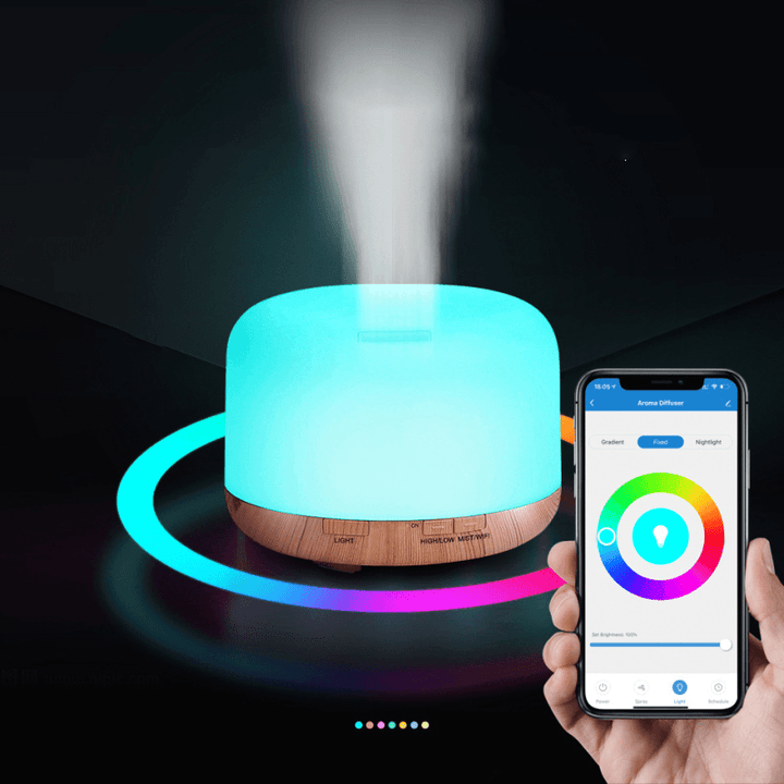 500ML Smart Wifi Humidifier Two Modes Colorful Ultrasonic Atomization Diffuser Voice Control Essential Oil Aroma Diffuser