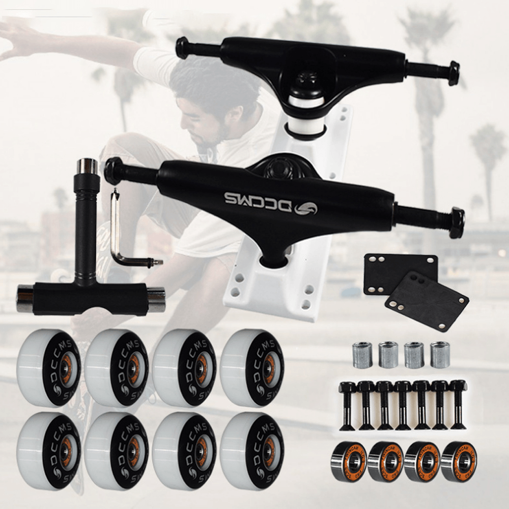 5 Inch Skateboard Trucks Alloy Longboard Holders Brackets with 8 Pcs 51Mm Diameter Wheels Cycling - MRSLM