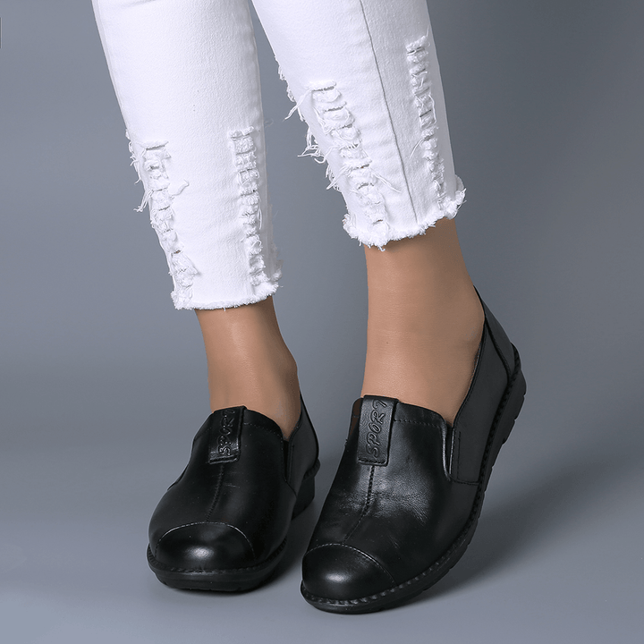 Women Casual Comfy Soft Sole Slip on Leather Loafers