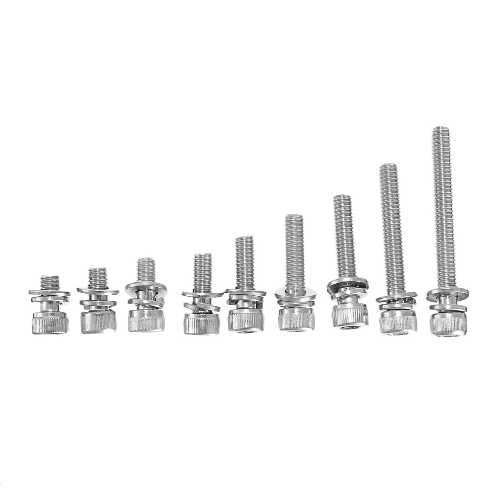 Suleve M6SH3 50Pcs M6 Hex Socket Knurled Cap Head Screw 304 Stainless Steel Bolt Assortment Set