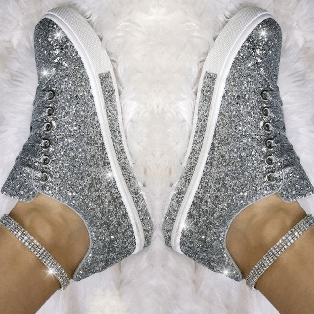 Women Sequined Low Top Breathable Wearable Casual Flats