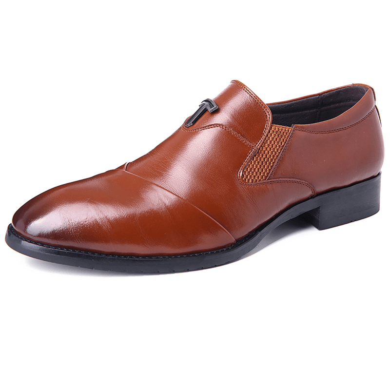 Men Pure Color Leather Business Dress Oxford Shoes