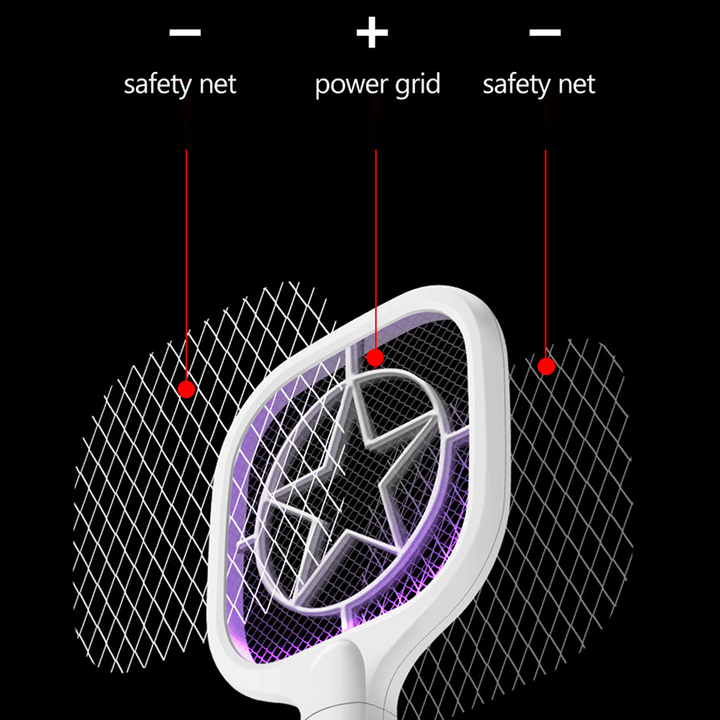 2 in 1 Electric Insect Fly Swatter USB Rechargeable Home anti Mosquito Fly Bug Zapper Racket Killer Trap Lamp