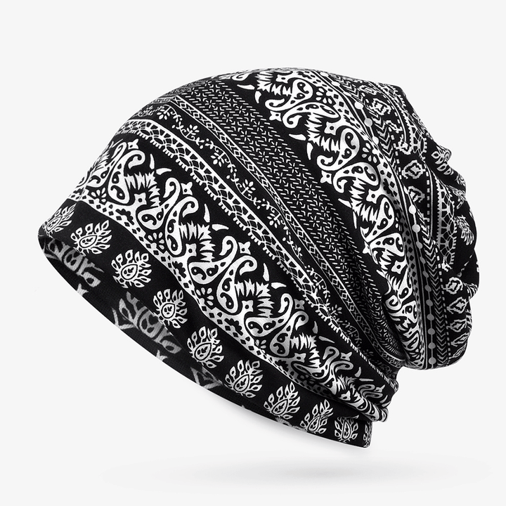 Ethnic Printting Beanie Hats Scarf Cotton Double Use Turban