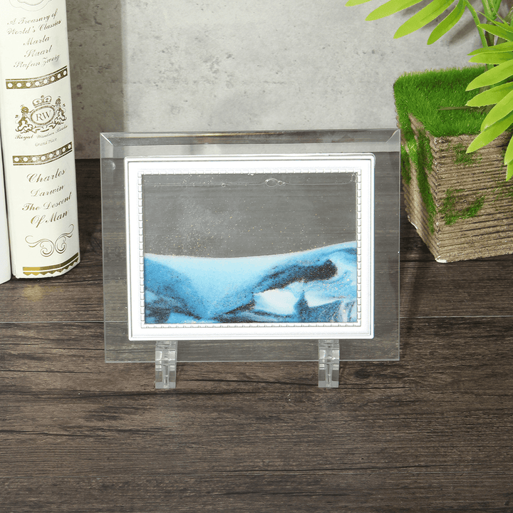 6.6X5'' Framed Moving Sand Time Glass Picture Home Office Desk Art Decor Gifts - MRSLM