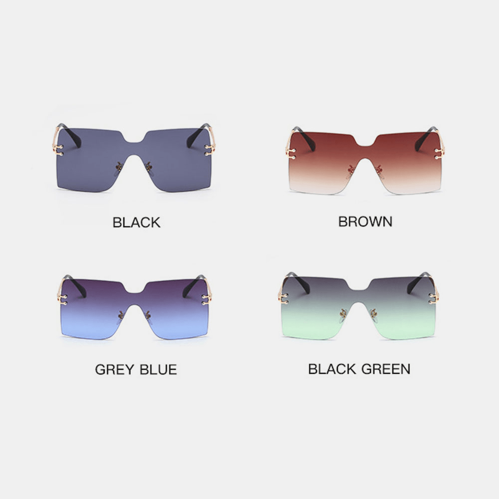 Women Oversized Square Frame Fashion Metal UV Protection Sunglasses