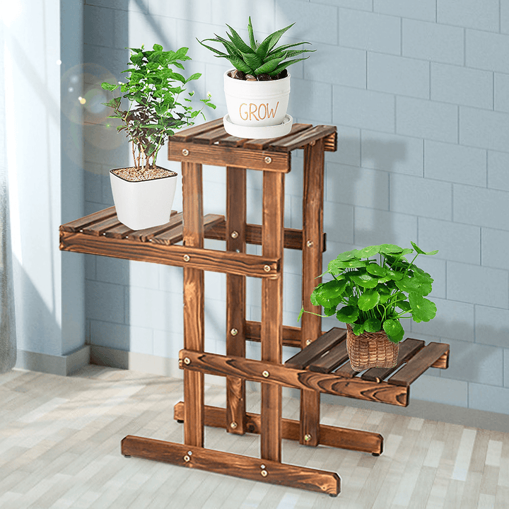 Multi-Layer Floor Solid Wood Flower Stand for Home Office