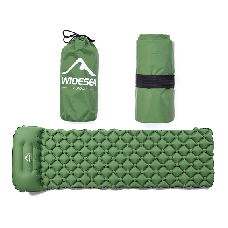 Widesea Single Sleeping Pad Inflatable Air Mattresses Folding Portable Furniture Bed Ultralight Cushion with Pillow Camping Travel