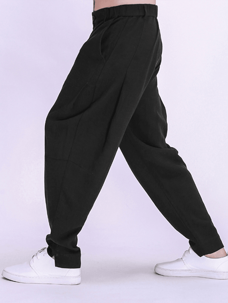 Mens Cotton Lightweight Breathable Wide Leg Loose Yoga Casual Pants