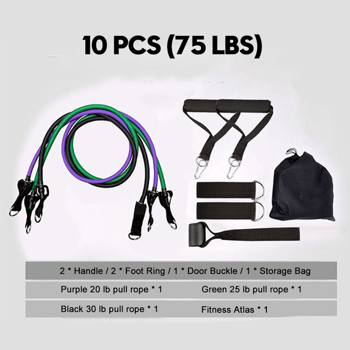 10-16Pcs/Set Resistance Bands Yoga Rubber Tubes Home Fitness Pull Rope Gym Exercise Tool - MRSLM