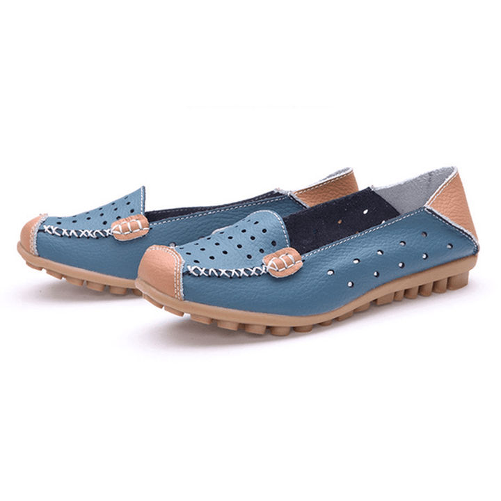 Women Genuine Leather Casual Flat Shoes Slip-On Leisure Shoes Breathable Ballet Shoes