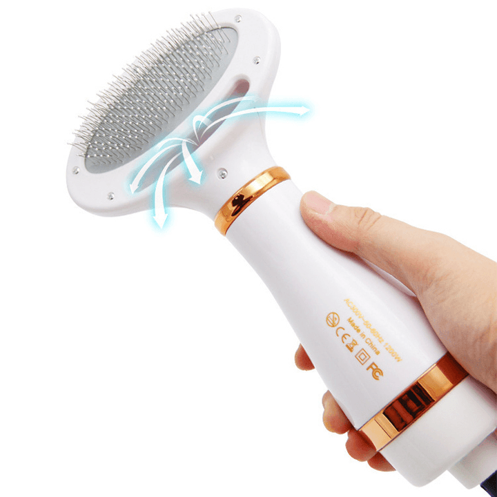 2 in 1 Dog Cat Pet Hair Dryer Comb Speed and Temperatures Adjustable with Low Noise Grooming Fur Blower Brush Household