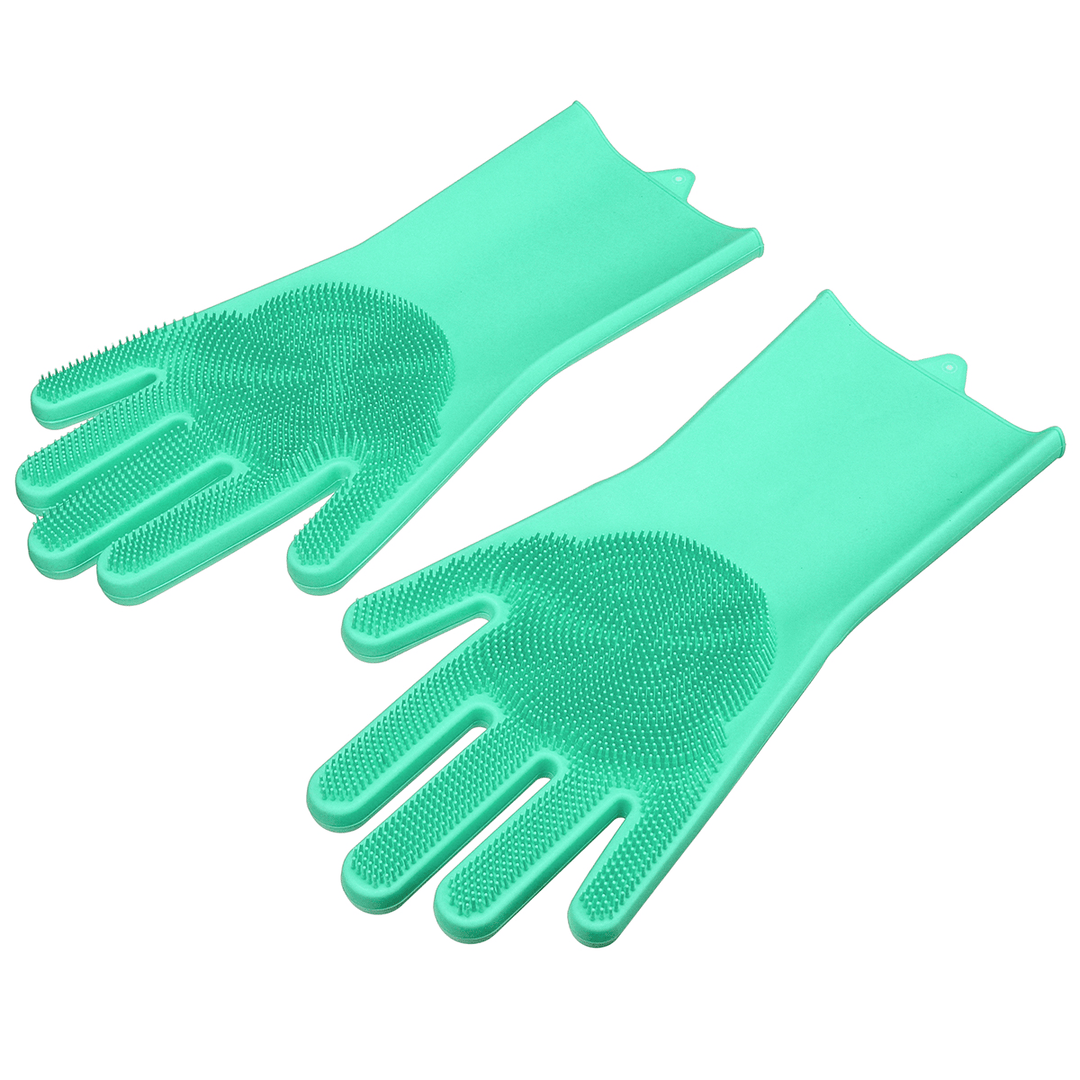 1 Pair Magic Silicone Dishwashing Scrubber Dish Washing Sponge Rubber Scrub Gloves Kitchen Cleaning Tool