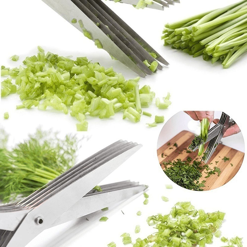 5 Layers Stainless Steel Scissors Multi-Layers Kitchen Scissors Scallion Cutter Herb Laver Spices Cook Tool for Kitchen Cutting Tool