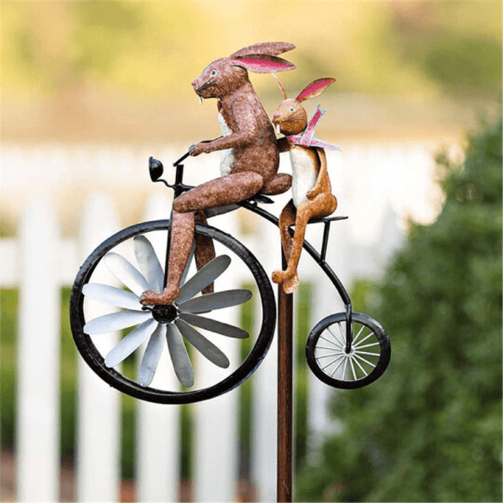 Animal Motorcycle Garden Pile Metal Crafts Wrought Iron Courtyard Garden Decoration Windmill