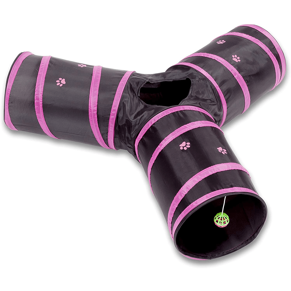 3-Way Play Toy Pet Cat Tunnel Collapsible Tube Fun for Rabbits Kittens Cat Dogs Tunnel Toy