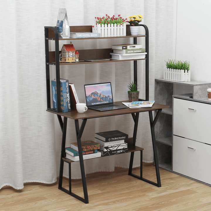 2 in 1 Computer Desk Storage Shelf Modren Student Writing Study Table Office Workstation Home Laptop Desk Bookshelf