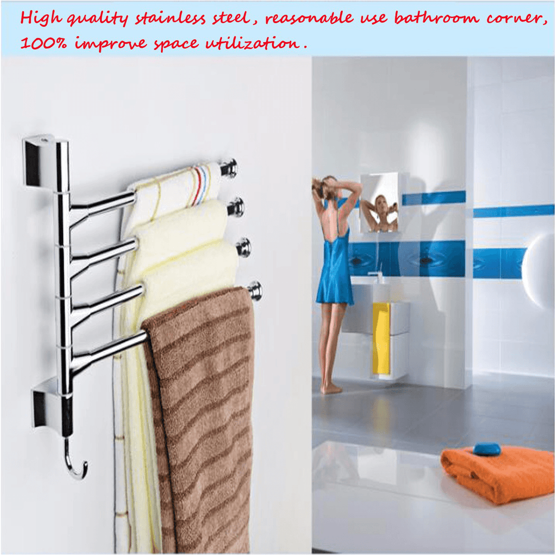 Bathroom Kitchen Wall Mounted Rotating Towel Rack Storage Hold