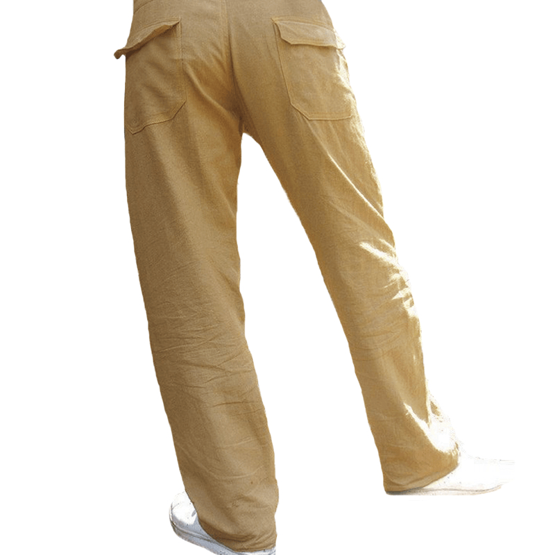 Mens Ethnic Style Cotton Comfy Breathable Straight Leg Pants