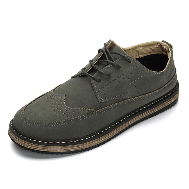 Men Casual Retro British Style Leather Brogue Oxfords Shoes