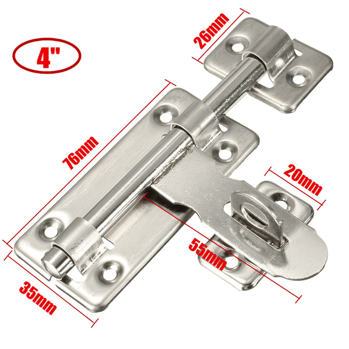 Stainless Steel Door Bolt Lock Latch Slide Barrel Bolt Clasp Set 4/6/8 Inch