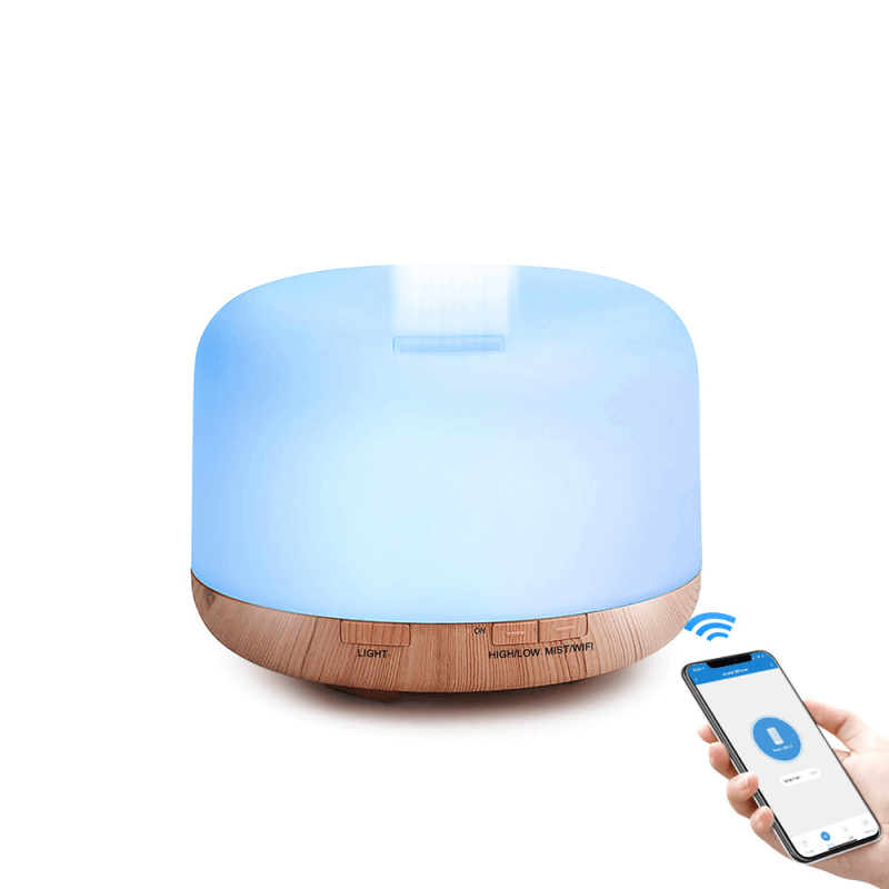 500ML Smart Wifi Humidifier Two Modes Colorful Ultrasonic Atomization Diffuser Voice Control Essential Oil Aroma Diffuser