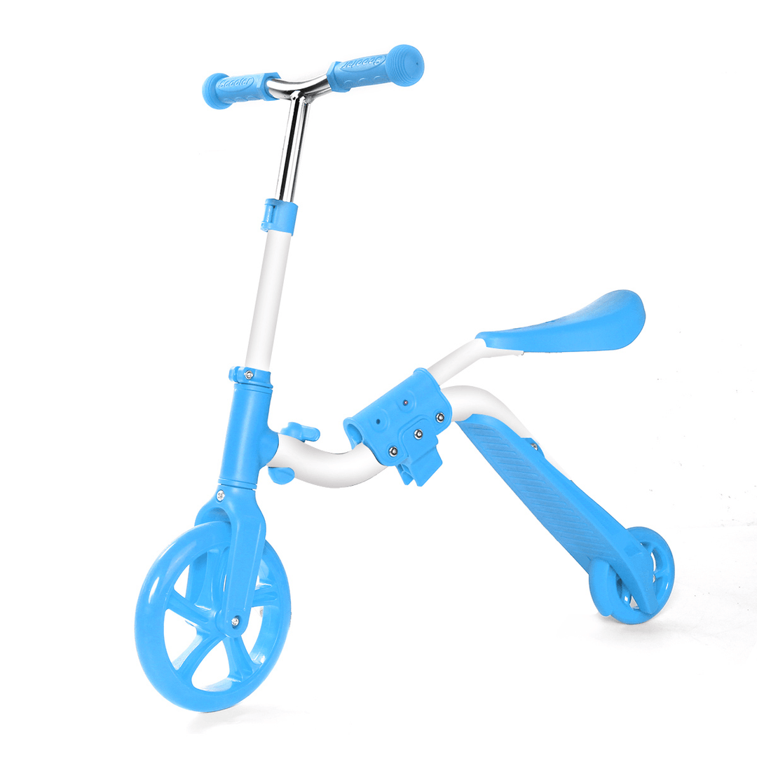 2 in 1 2 Wheels Kids Scooter Adjustable Seat Junior Walker Baby Balance Bike Toddler Bicycle for Balance Sports Training for 2-6 Years Old - MRSLM