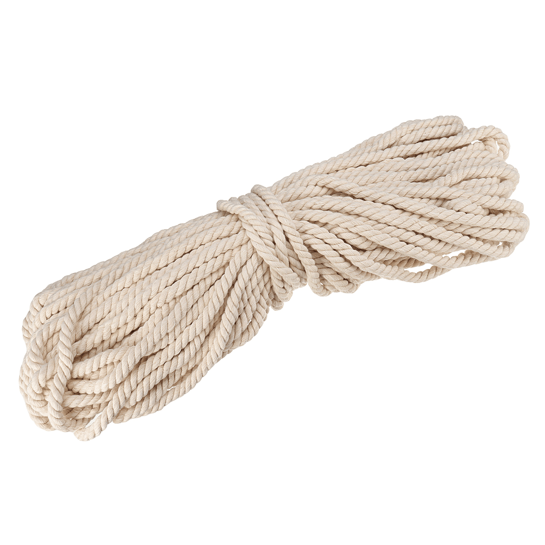 Cotton Rope 8Mm Natural Beige Twisted Cord DIY Craft Macrame Handmake String 45M Decorations