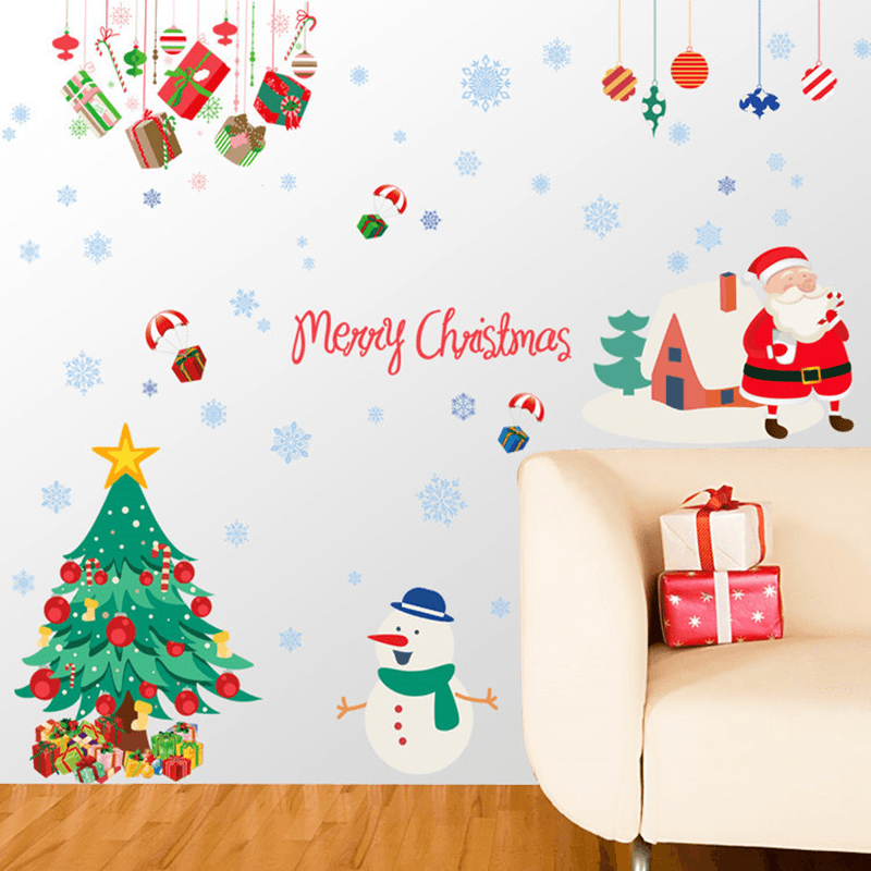 Miico ABQ9706 Christmas Sticker Cartoon Wall Stickers PVC Removable for Room Decoration Christmas Party