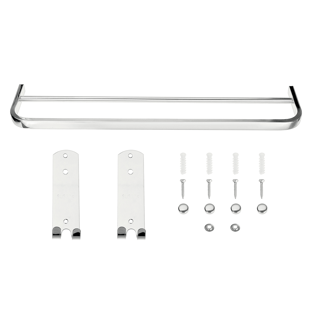 Stainless Steel Perforated Towel Rack Double Rod Shelf Strong Bearing