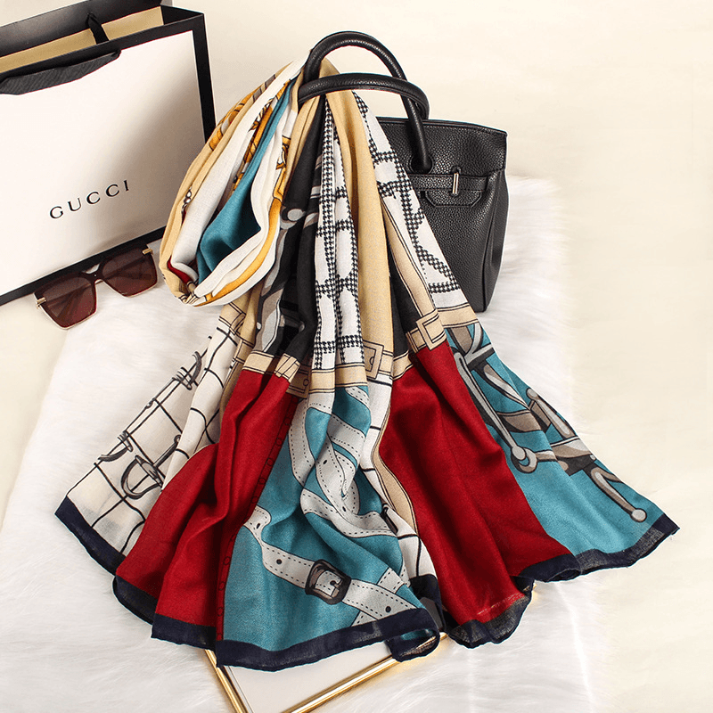 Fashion Mid-Length Stitching Warm Shawl Scarf