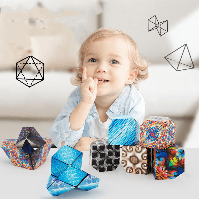 Three Dimensional Geometric Magnetic Building Blocks Rubiks Cube