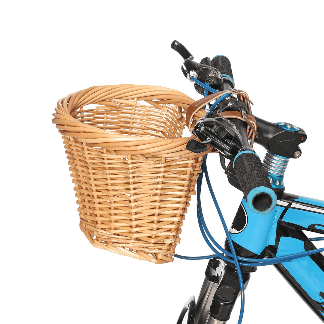 Travel Carry Bag Carrier Bike Wicker Bicycle Front Basket Bike Basket Dog Cat Pet Seat Carrier