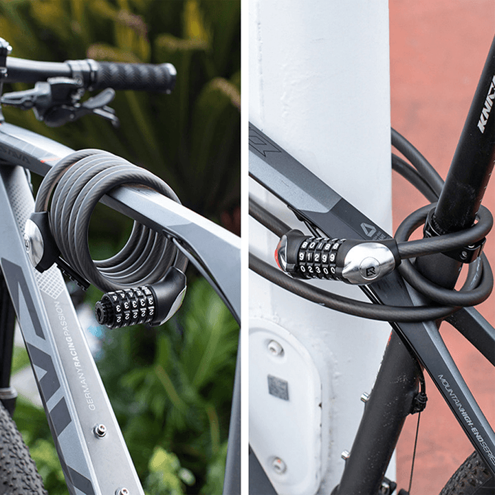 ROCKBROS Bicycle Lock with Light Night Vision Light Anti-Theft Code Lock Waterproof Electric Bike Lock Chain Bar Outdoor Cycling Bike Accessories